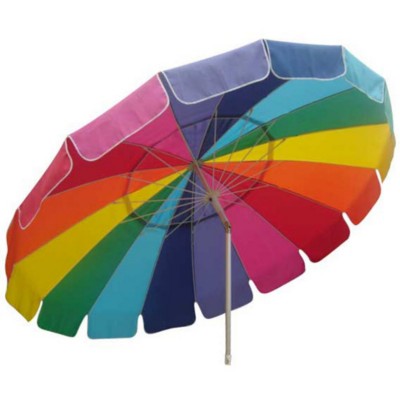 Impact Canopy 8 ft. Rainbow Beach Umbrella with Carry Bag with Sand Anchor Auger   